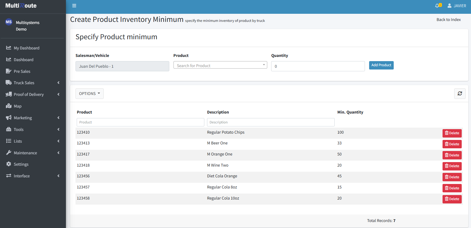 Inventory Minimum Add Items