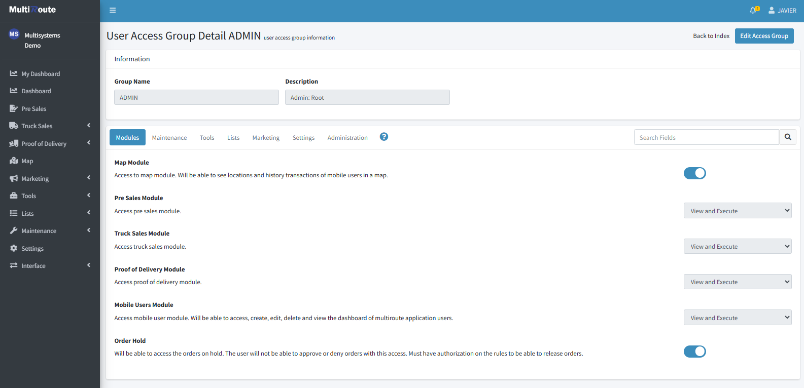 Detail Access Groups